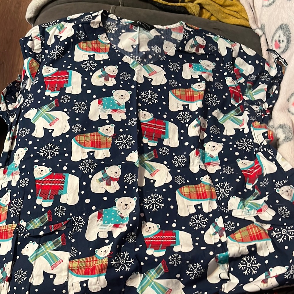 Christmas polar bear scrub top